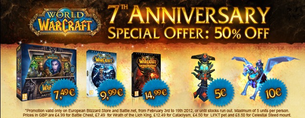 World of Warcraft Seventh European Anniversary: Half-Price Sale