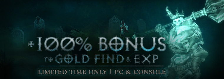 +100% Bonus Gold Find and EXP – Happy Halloween!