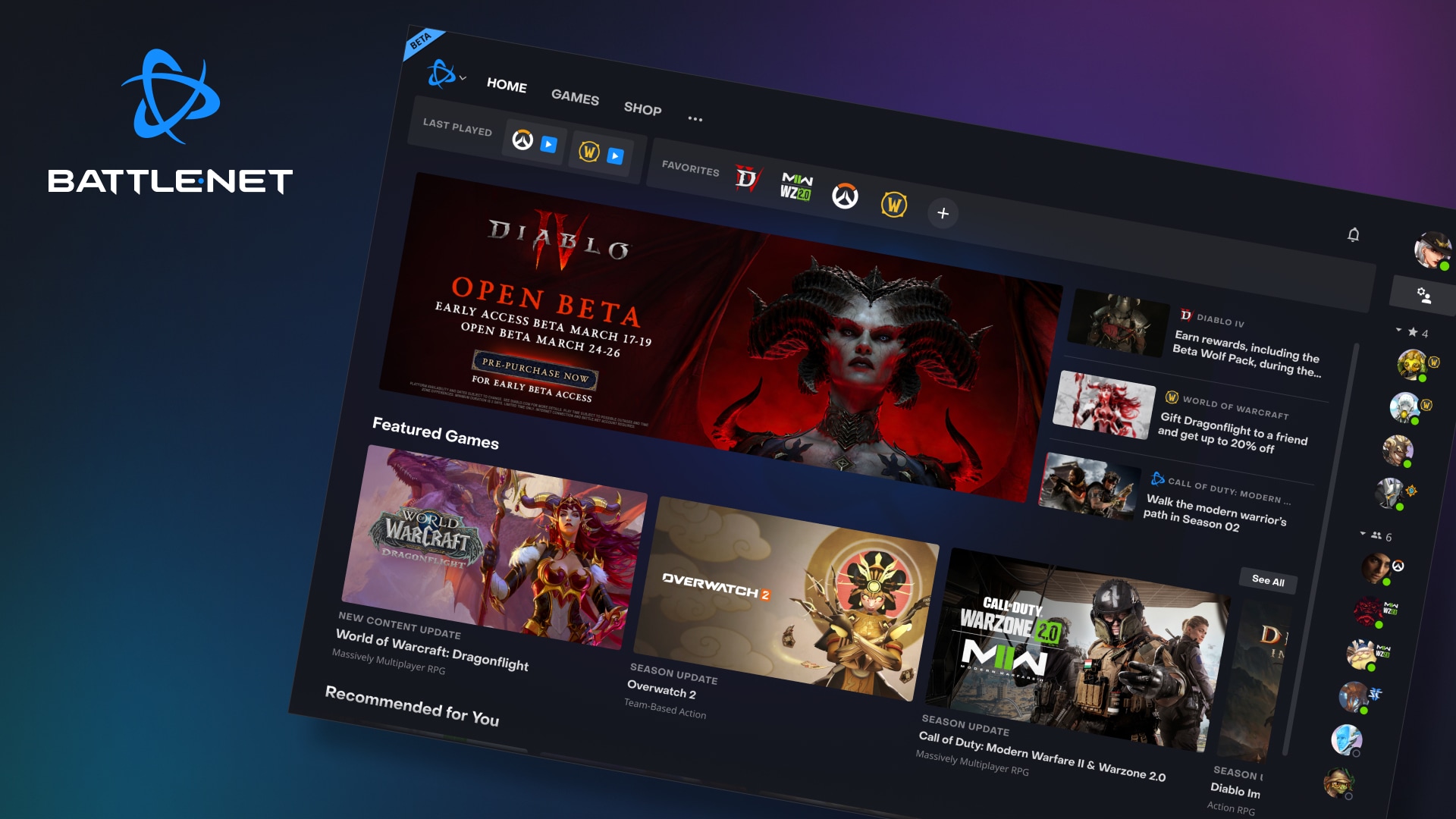 Join the beta test for the new Battle.net Home Page!