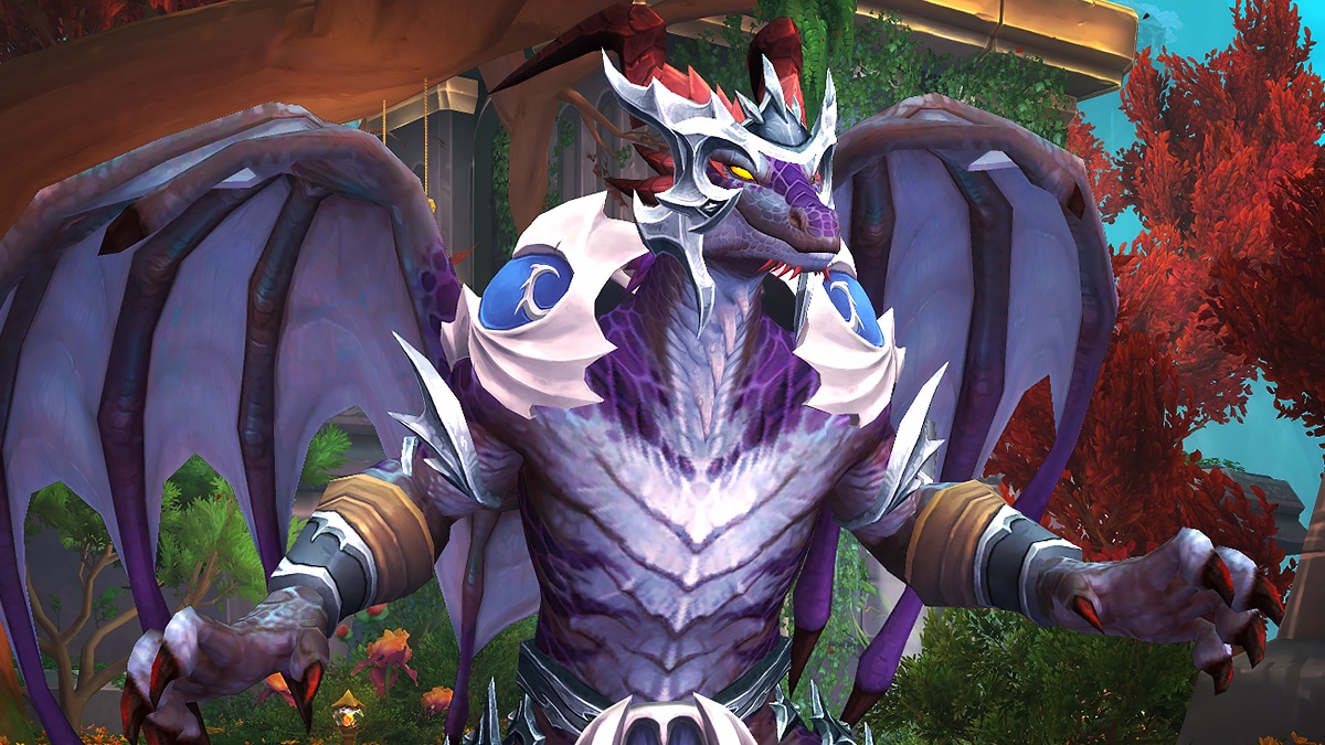 Purple Dracthyr with Red Horns