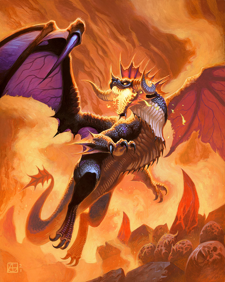 Full Art for Raid Boss Onyxia is a fire breathing dragon!!