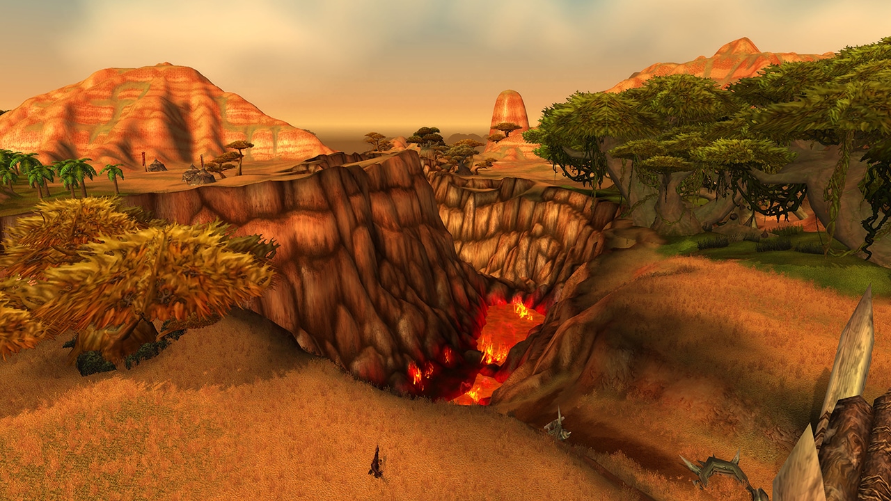 The Barrens with a broken landscape and lava