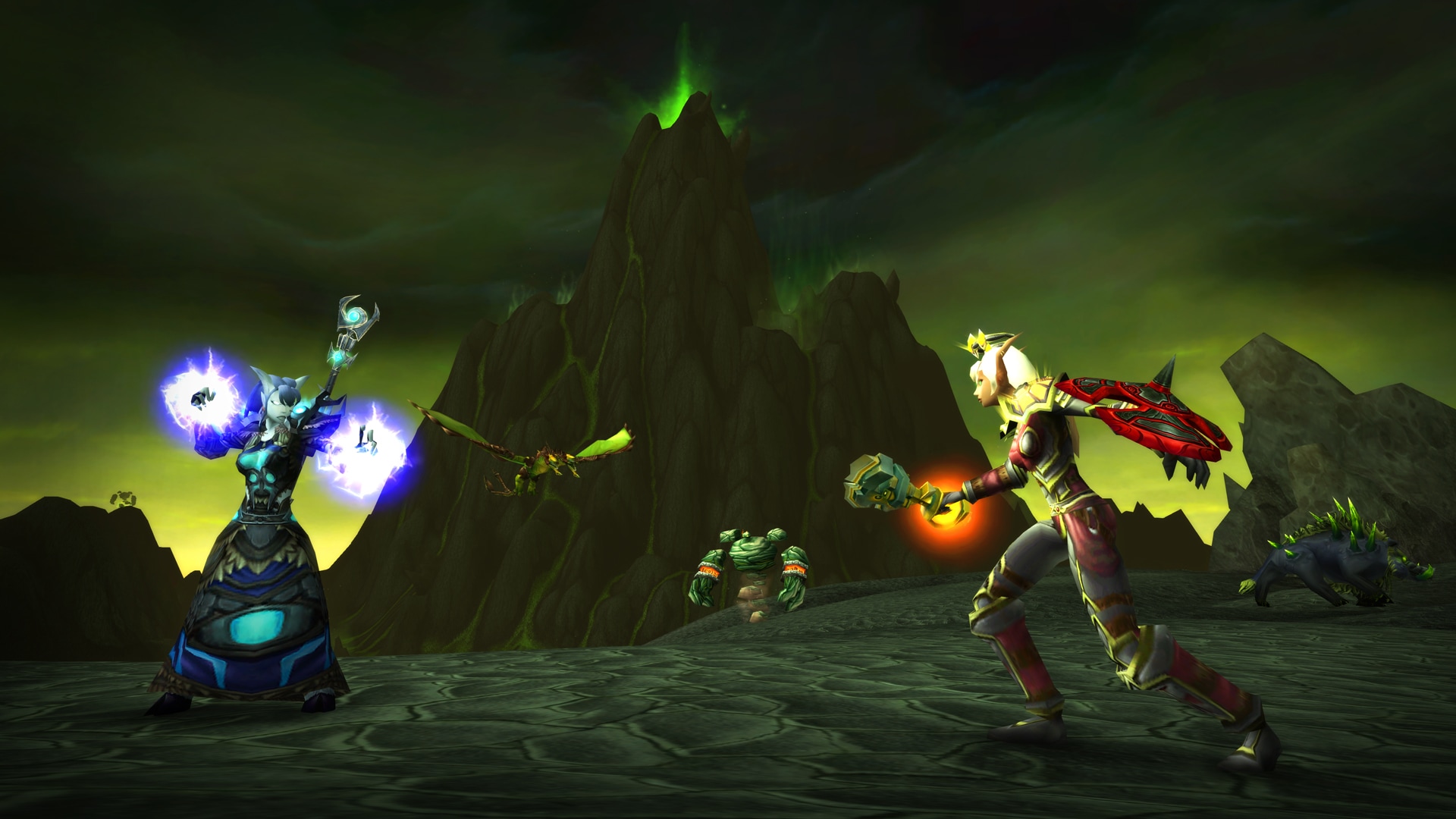 Draenei Shaman and Blood Elf Paladin Facing Off