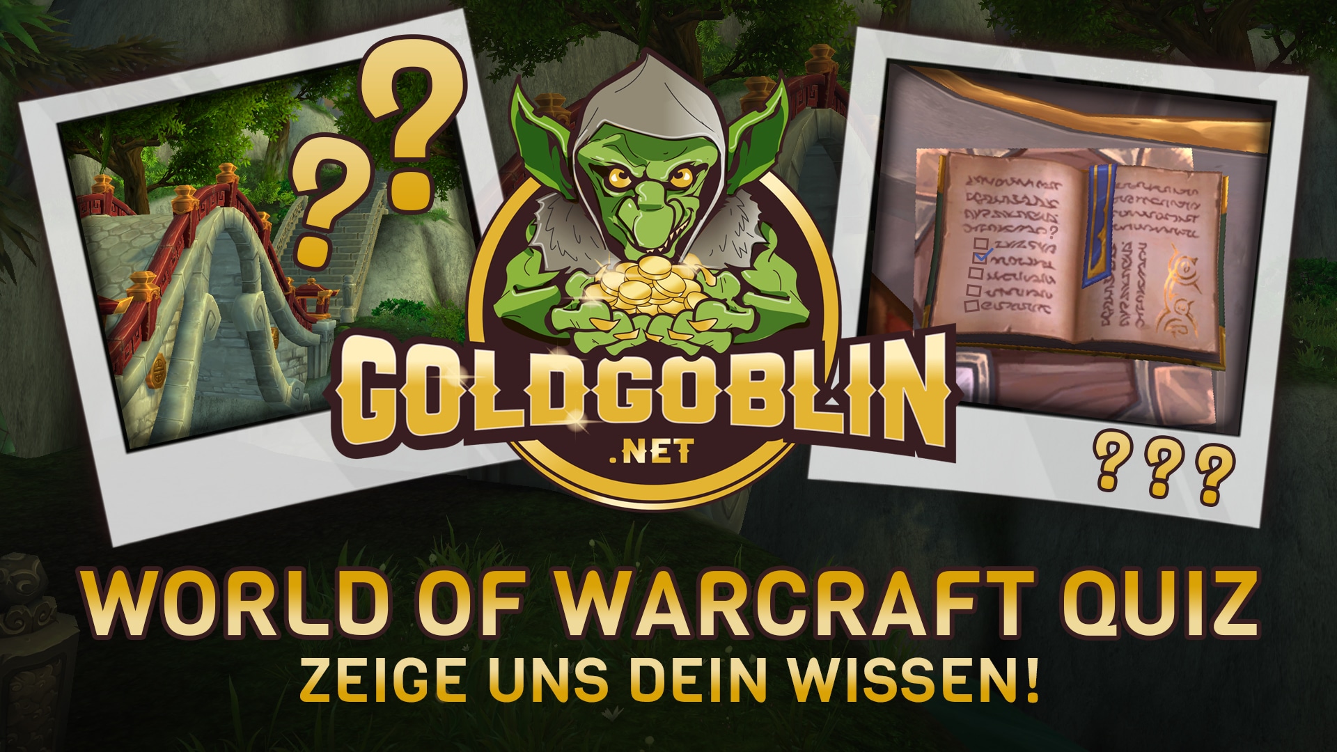 Ein grüner Goblin mit Goldmünzen in der Hand