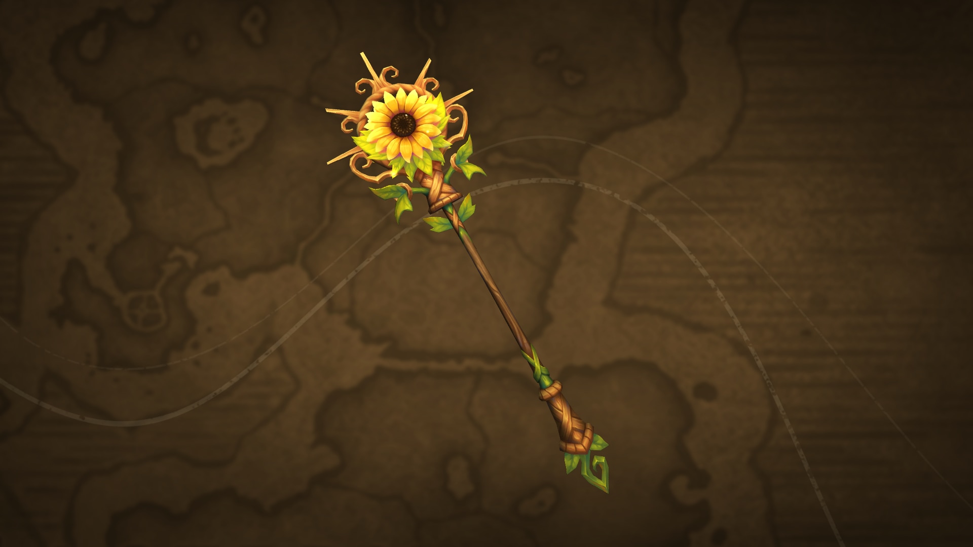 以大自然為靈感的法杖，上頭還有一朵向日葵