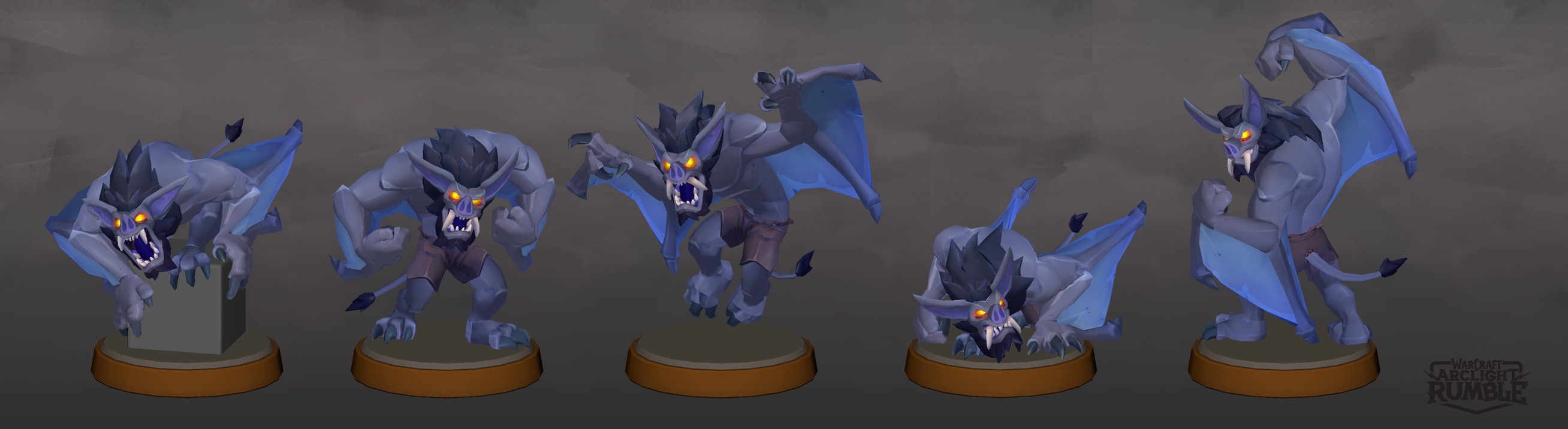 Gargoyle Mini in five different poses-Crouching on an Object, Flexing, Hovering,Crouching Low to the Ground,and Flexing While the Torso Faces Forward 