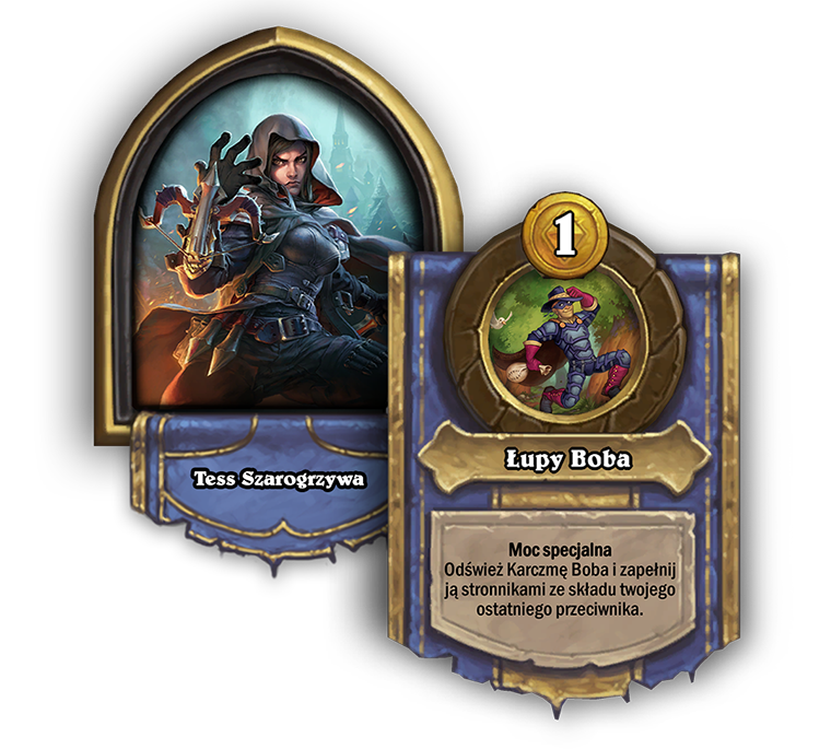 Tess Greymane Battlegrounds Hero Power, Cost 1, Refresh Bob's Tavern with minions from your last opponent's warband.
