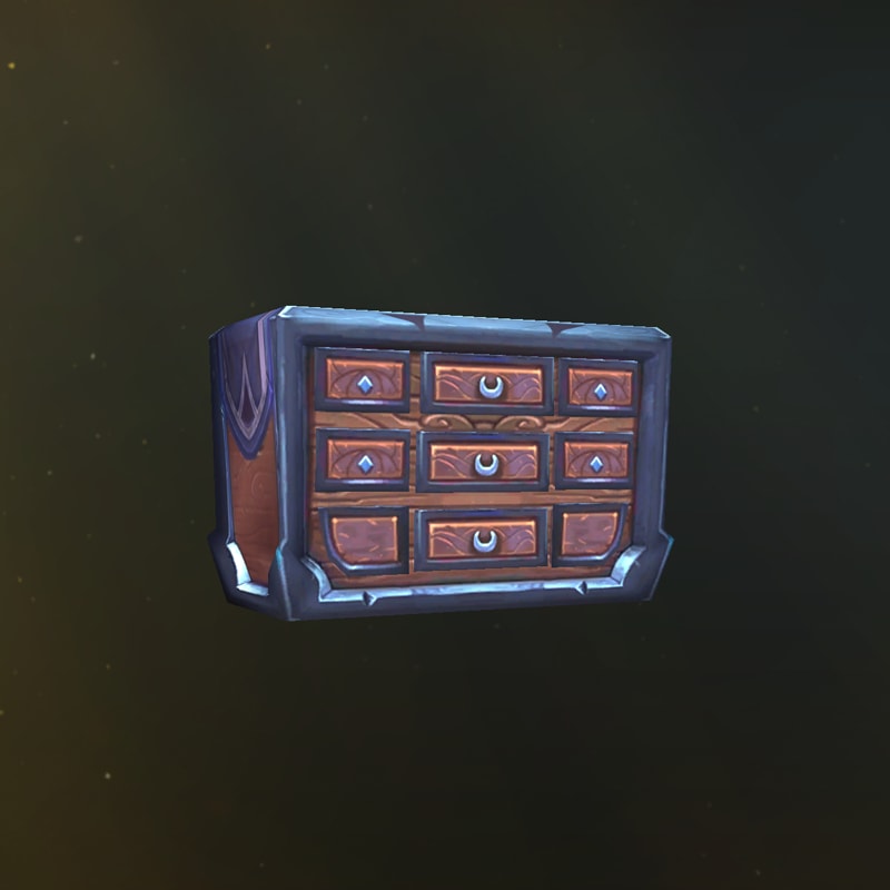 Rote Maserknollenholzfront mit einem graublauen Rahmen und einem violetten Läufer