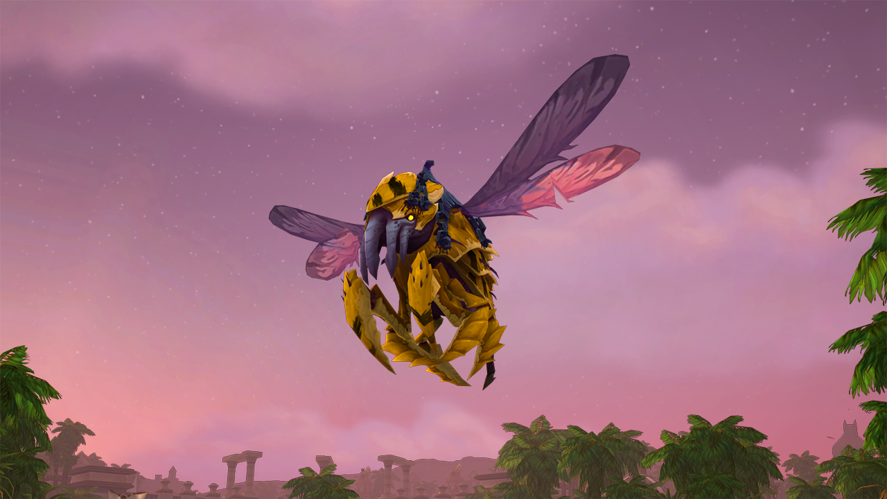 yellow and black hornet type mount