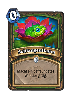 Serpentbloom is a 0 mana common Hunter Spell that reads Give a friendly Beast Poisonous.