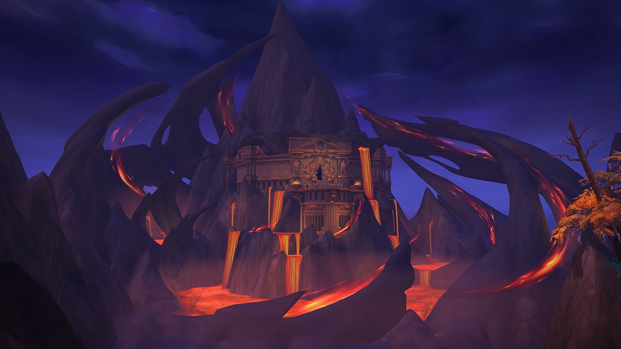 Building surrounded by lava
