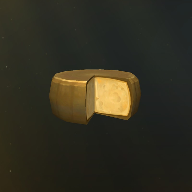 Ein runder Käselaib mit einem herausgeschnittenen Stück