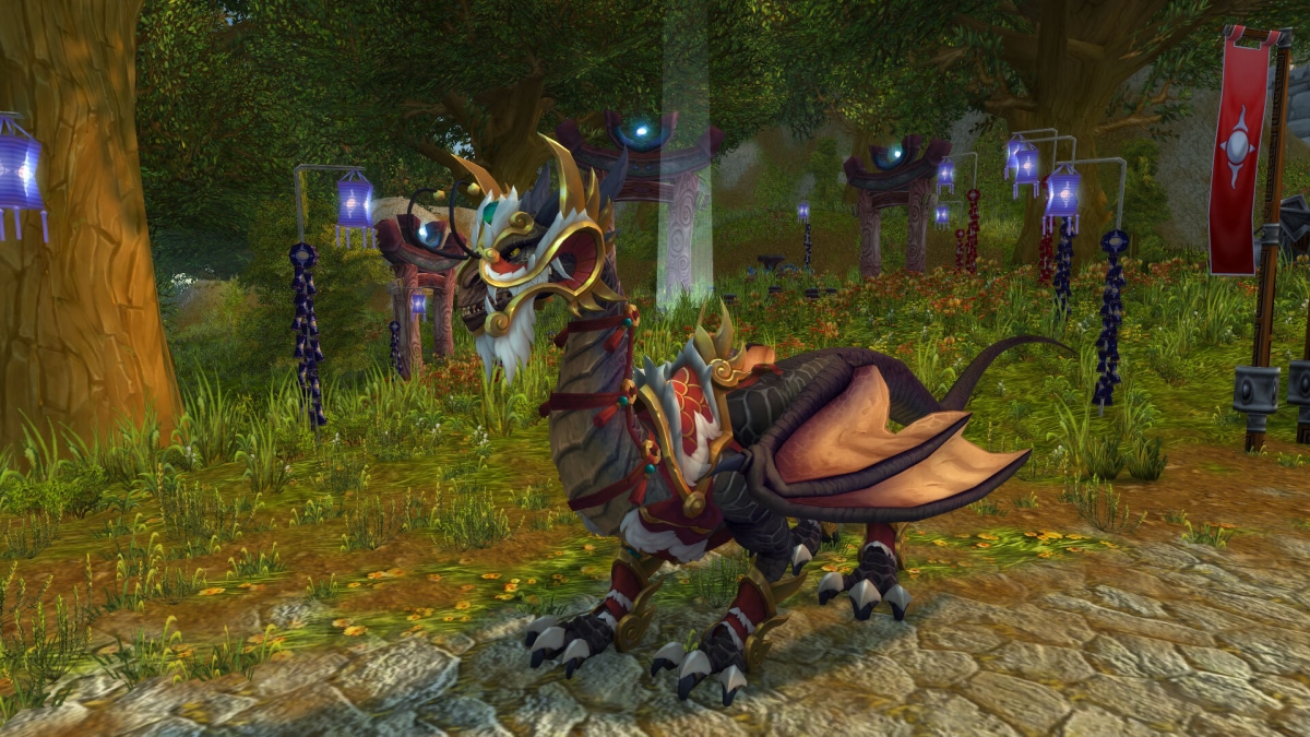 Slitherdrake mount with a Lunar Festival Saddle and headpiece