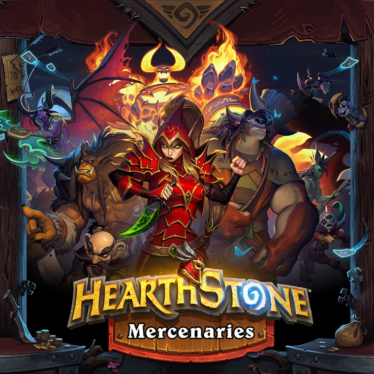 Mercenaries key art featuring rexxar, ragnaros, and valeera.