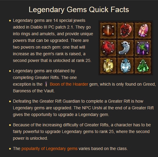 how many legendary gems in diablo 3