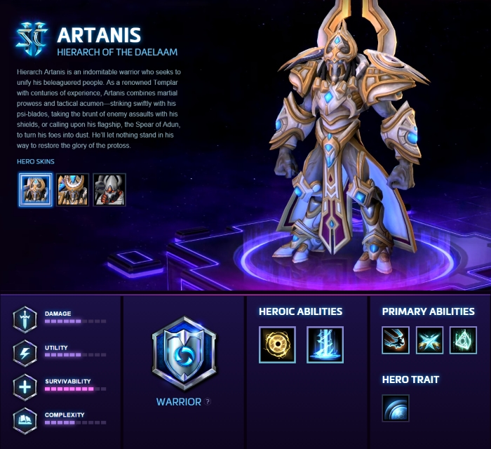 Heroes of the Storm Artanis ability and talents datamined