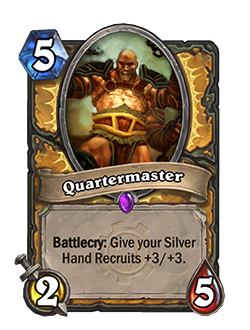 The Quartermaster card has been edited so the art shows an extra arm sticking out of his side.