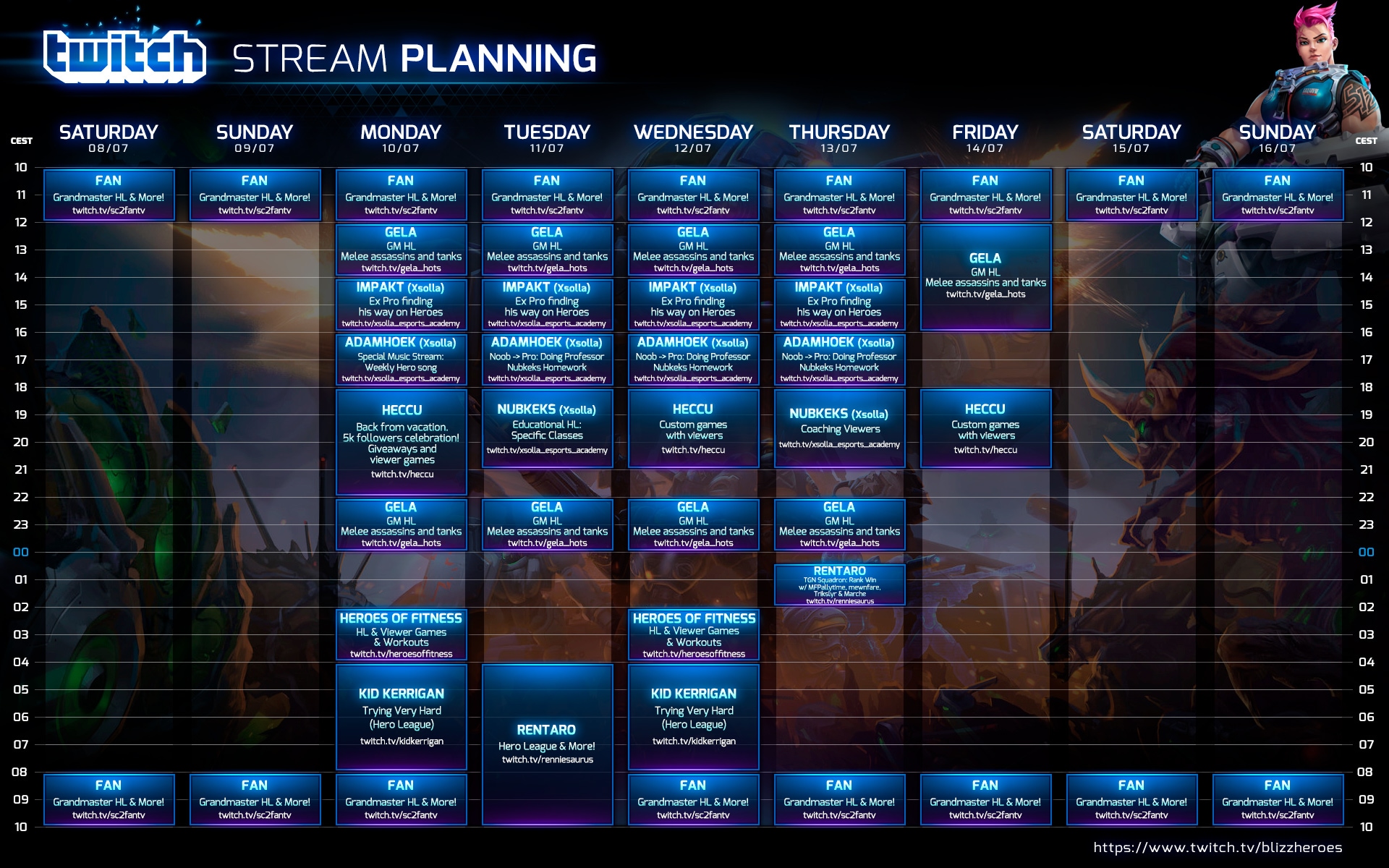 Twitch Streaming Schedule