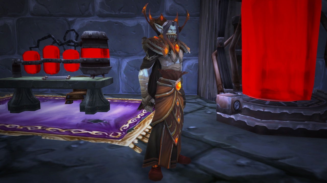 Prince Tenris Murblood in a laboratory in Karazhan.