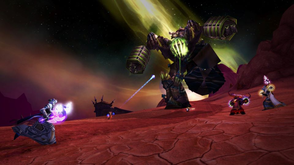 A fel reaver terrorizes Hellfire Peninsula in a screenshot from World of Warcraft: Burning Crusade Classic