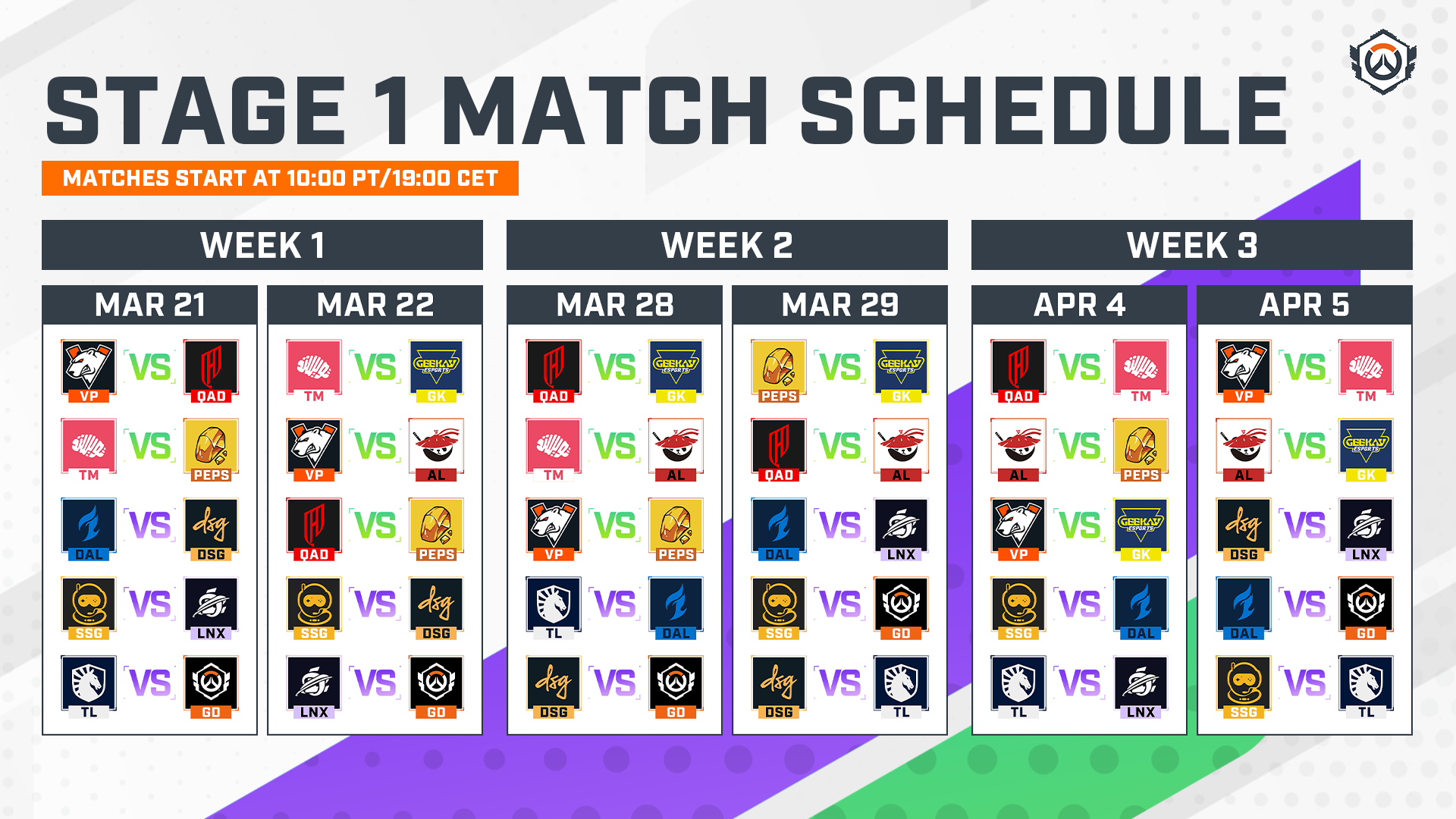 OWCS 2026 Stage 1 경기 일정표