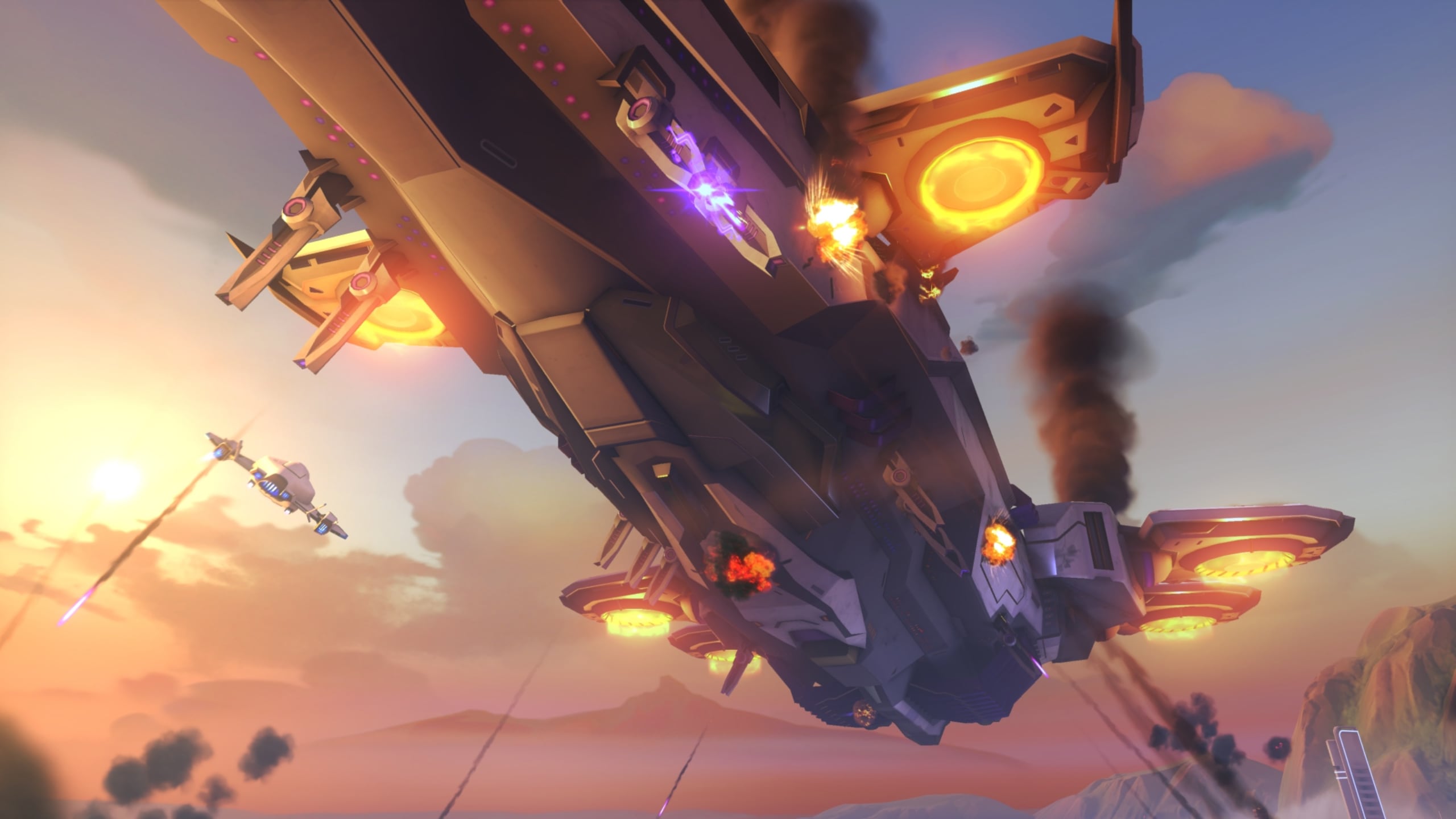 Un vaisseau omniaque dans le ciel de Rio, vu dans la version d’Overwatch présentée à la BlizzCon 2019