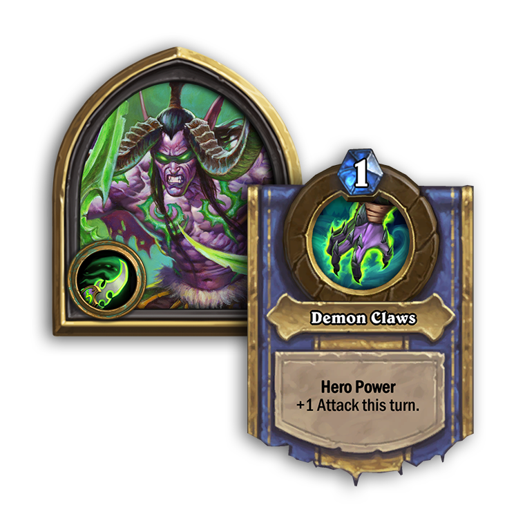 New Hero: Illidan Stormrage, Hero Power: 1 mana, Demon Claws: +1 Attack this turn.