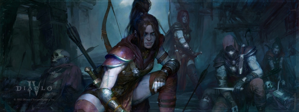 Artwork of the Rogue class from Diablo IV