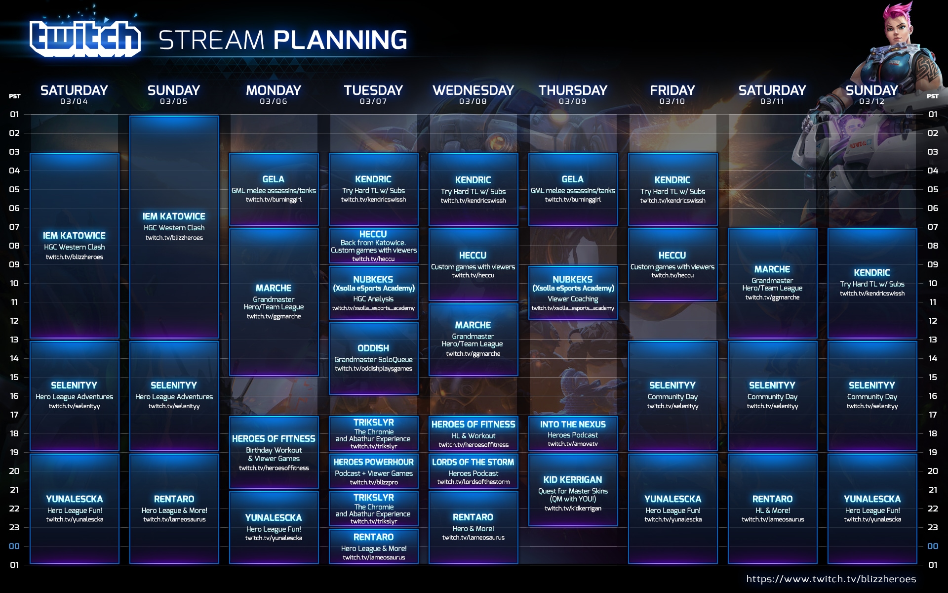 Twitch Streaming Schedule — Heroes of the Storm — Blizzard News