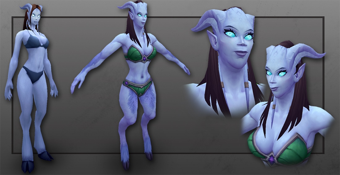 April Fools Artcraft—remaking The Female Draenei Blue Tracker