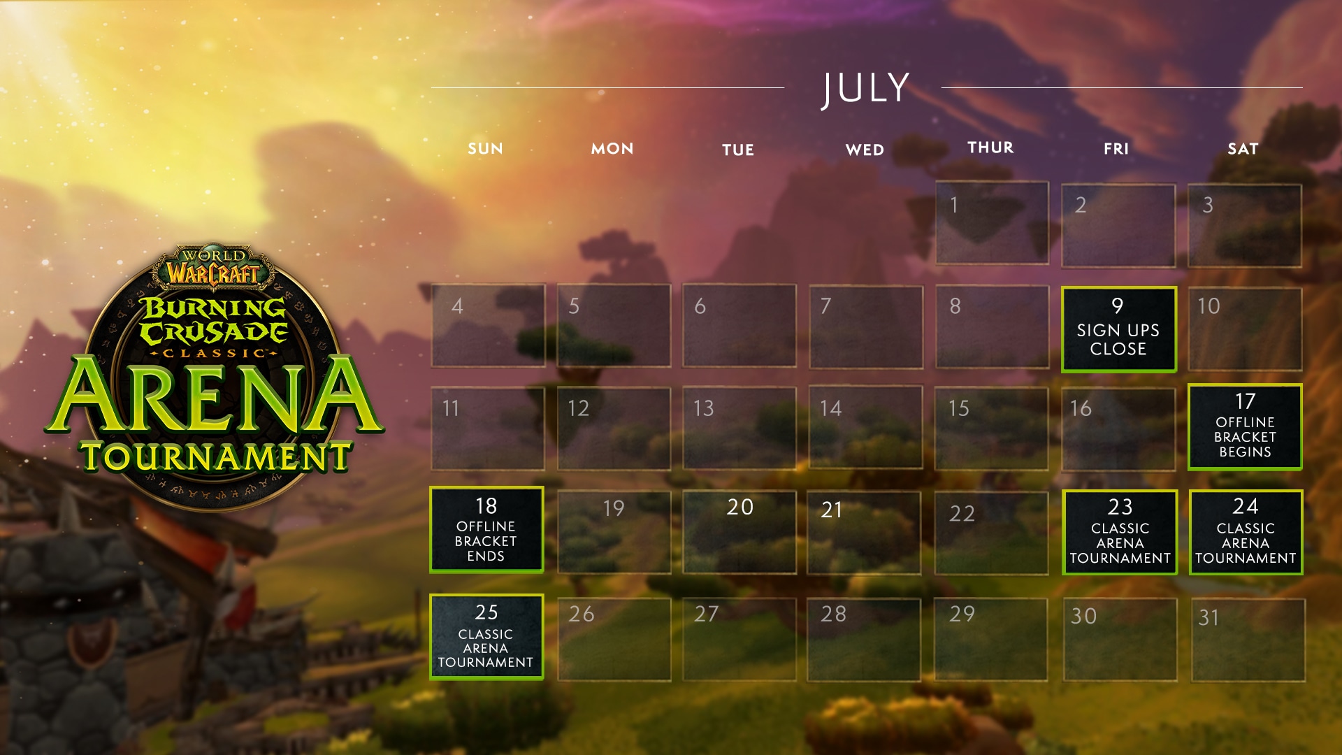 Wow Arena Tournament 2024 Calendar Pen Leanor