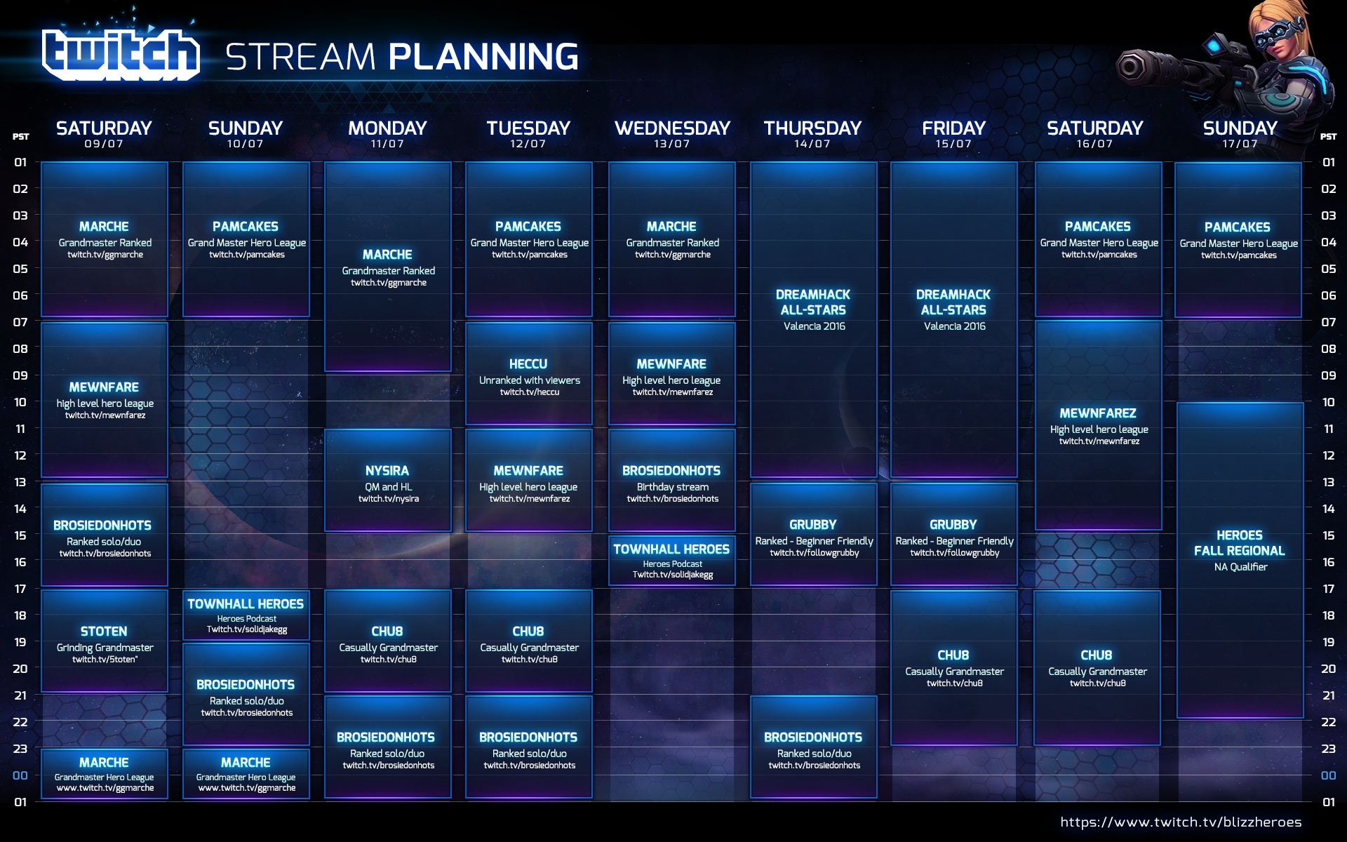 Twitch Streaming Schedule - Blogs - Blue Tracker - HeroesNexus