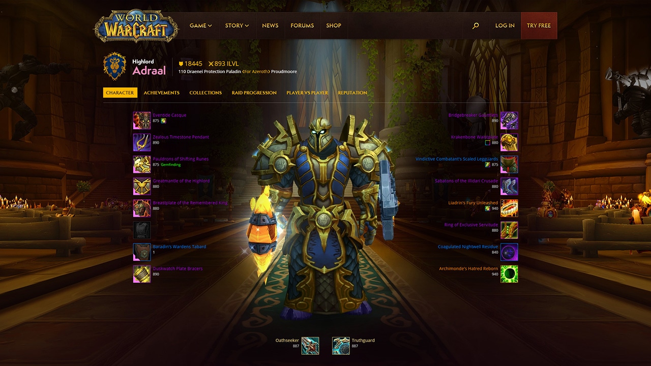 wow armory player search