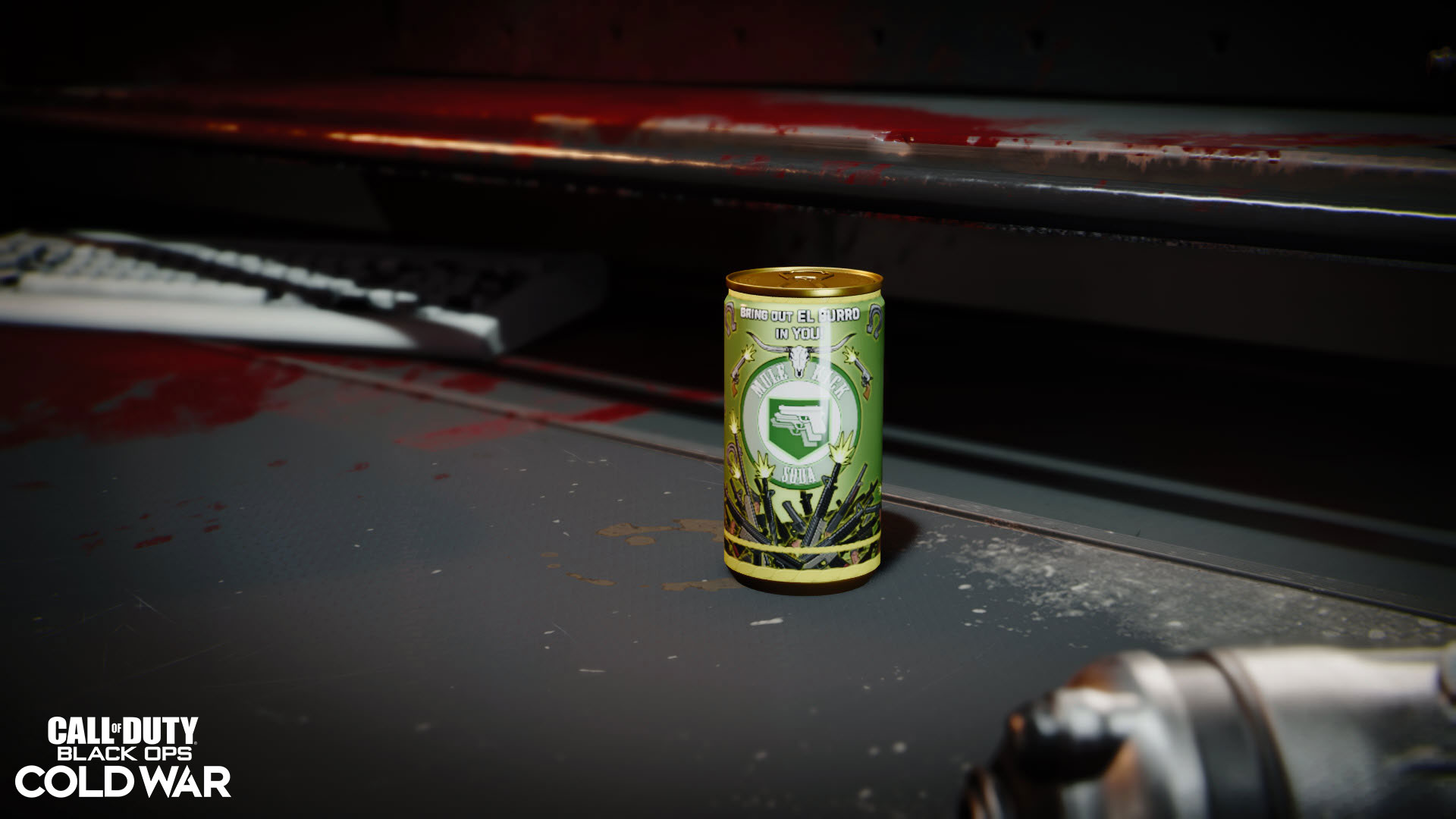 Mule kick can on a table