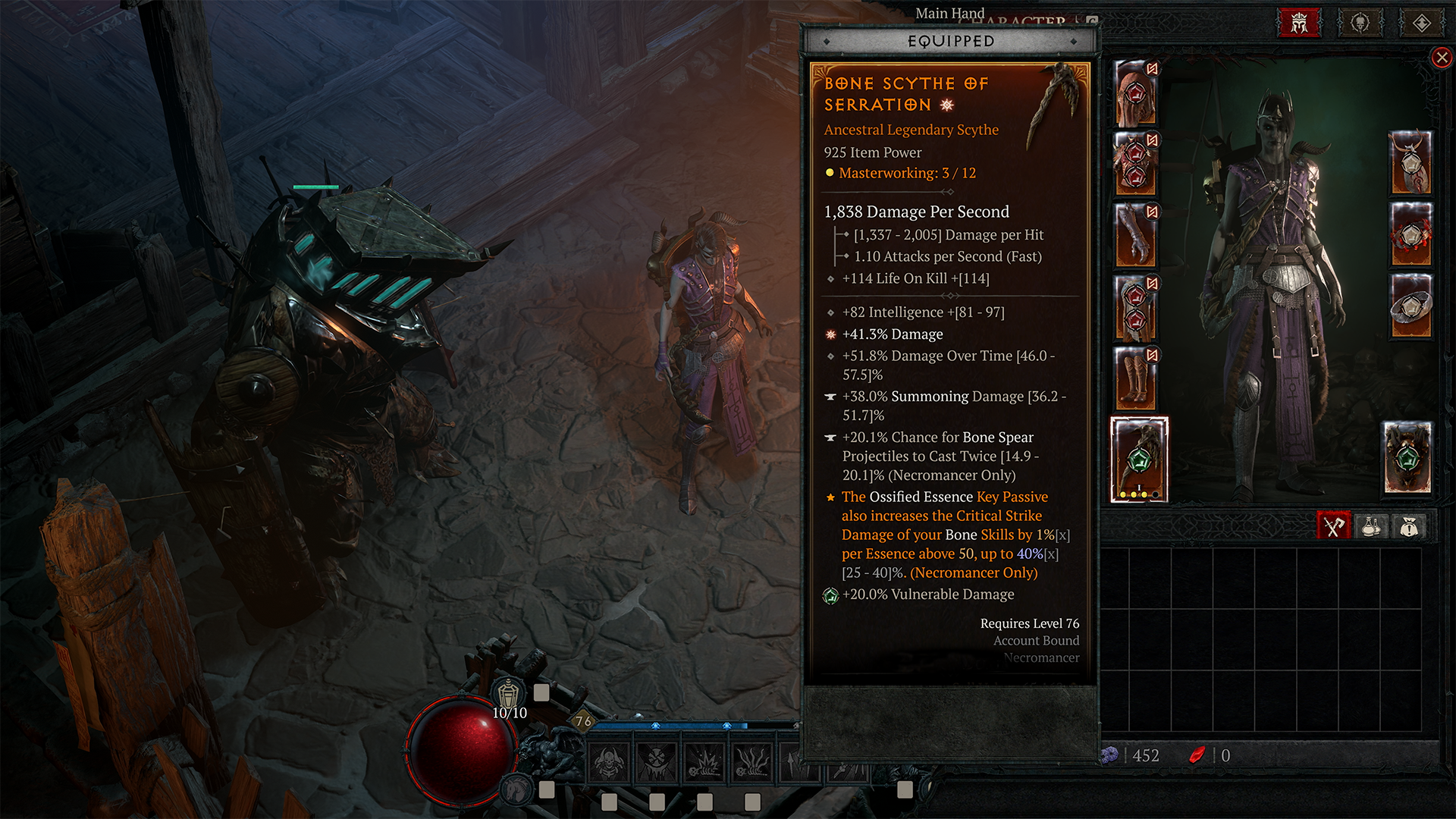 This screenshot displays an item under the Itemization changes with a Greater Affix.