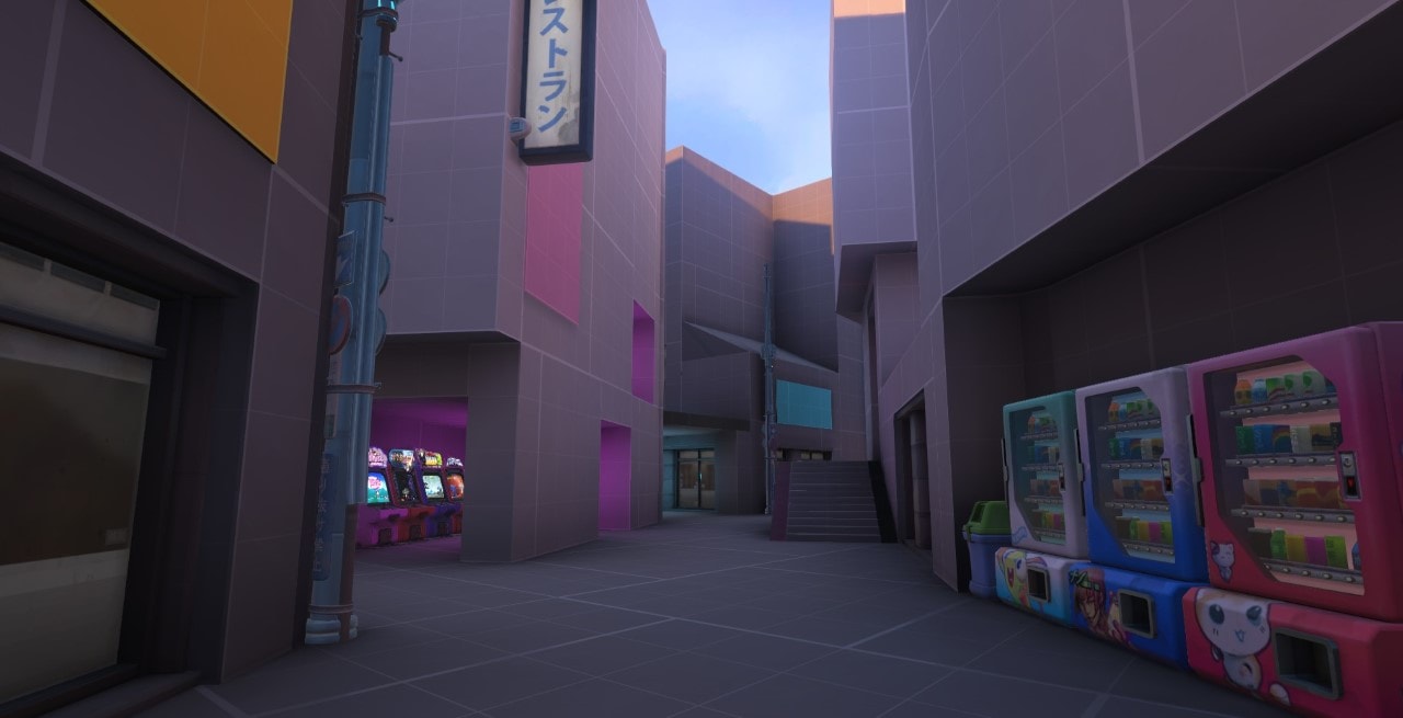 In-game image of a blocked-out Kanezaka alleyway.