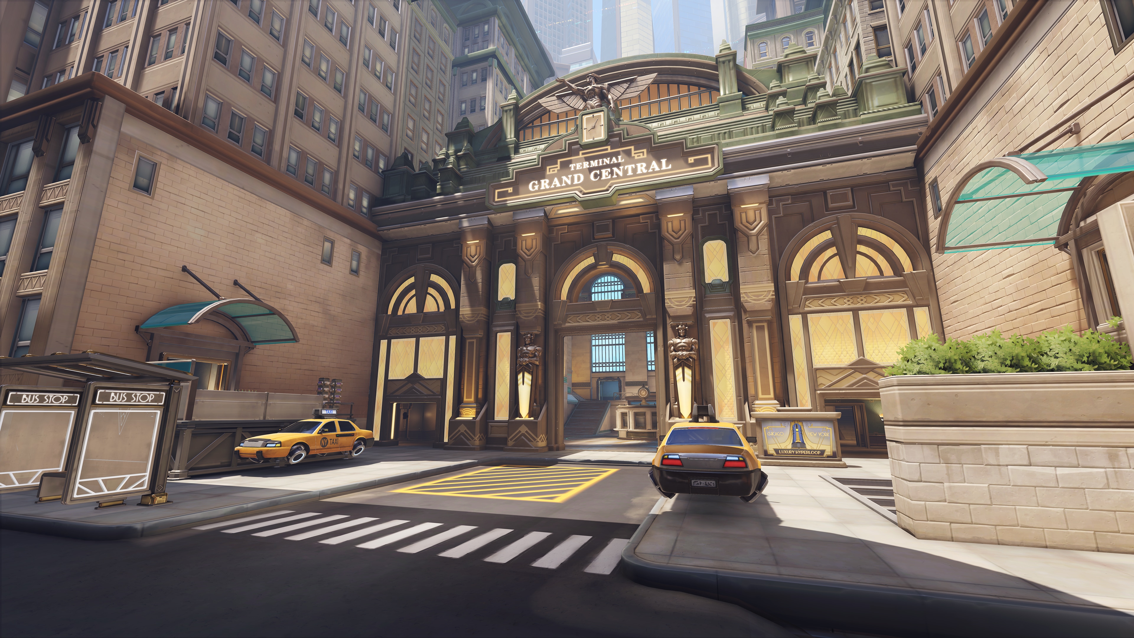 A screen capture image of the Grand Central Terminal in Overwatch 2's New York City map.